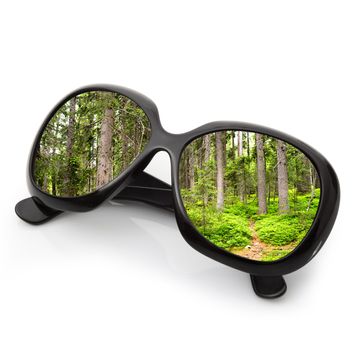 isolated forest sunglasses on white background