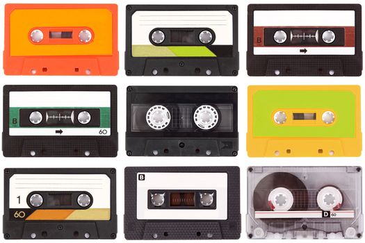 old audio cassette tape on white background