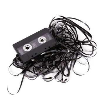 old audio cassette tape on white background