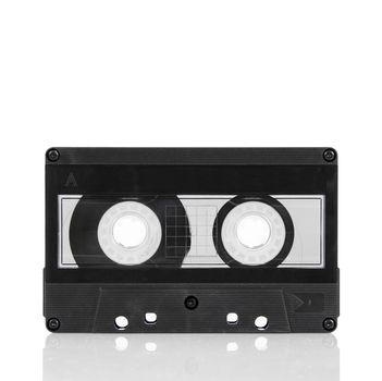 old audio cassette tape on white background