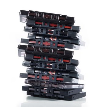 old audio cassette tape on white background