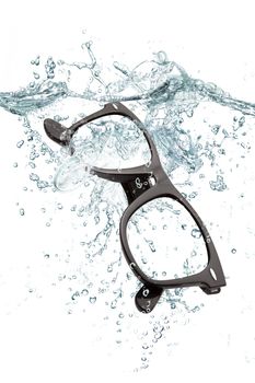 sunglasses splash on white background