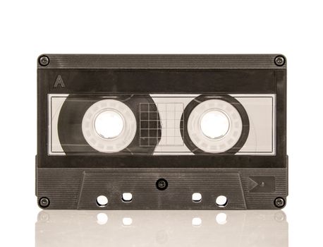 old audio cassette tape on white background