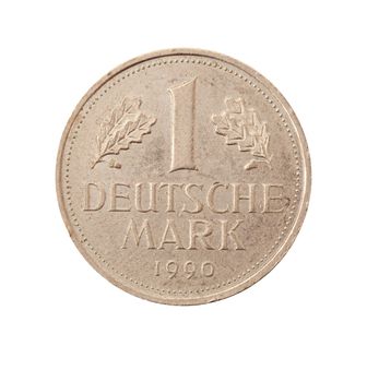 vintage metal coin on white background