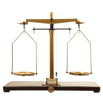 old scales on white background