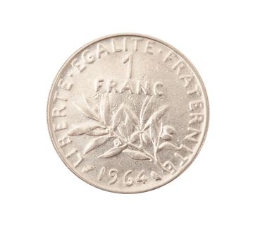 vintage metal coin on white background