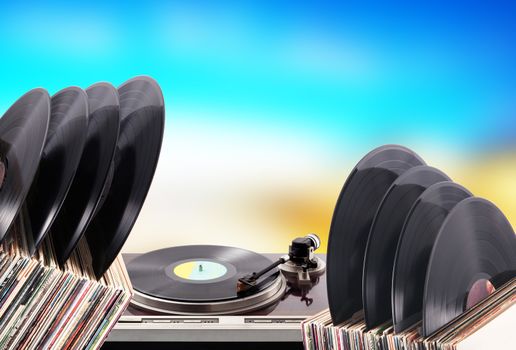 old vinyl on color background