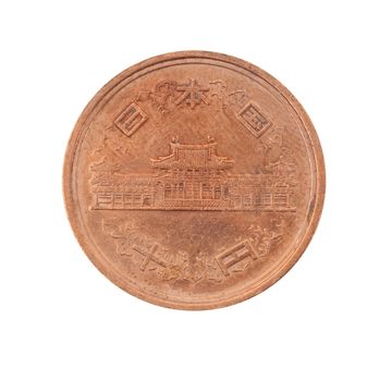 vintage metal coin on white background