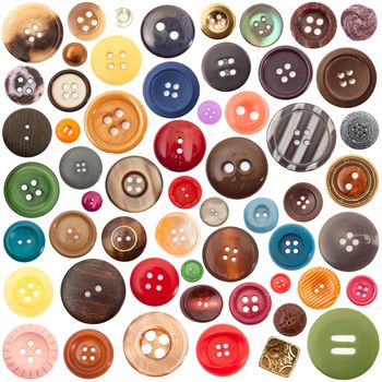 Collection of buttons on white background