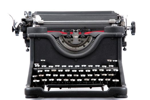 old typewriter on white background