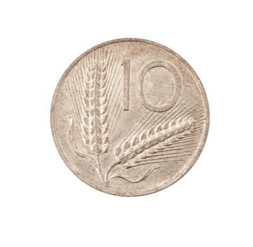 vintage metal coin on white background