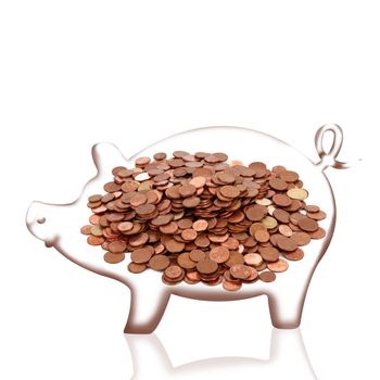 piggy with money on white backgroundp