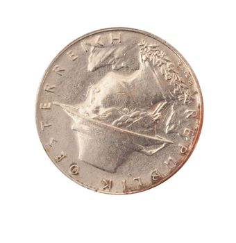 vintage metal coin on white background