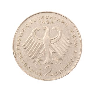 vintage metal coin on white background