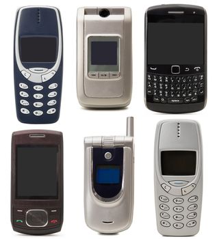 old cellphone on white background