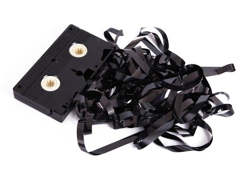old video cassette tape on white background