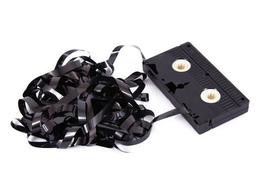 old video cassette tape on white background