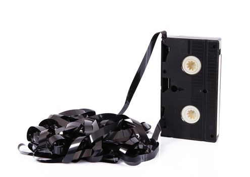 old video cassette tape on white background