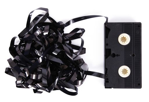 old video cassette tape on white background