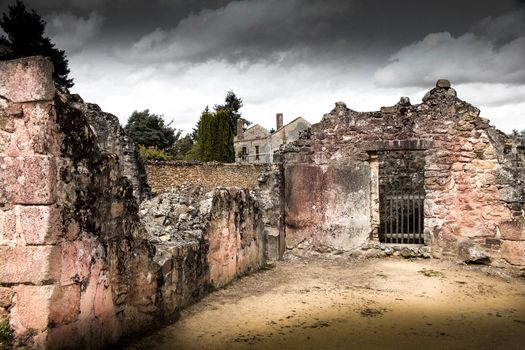 Ruins of houses destroyed by bombardment in the second world war