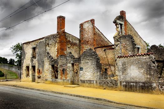 Ruins of houses destroyed by bombardment in the second world war