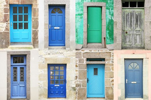 collage of typical vintage  wooden doors