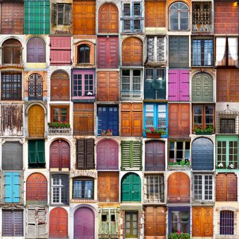 collage of typical vintage  wooden doors