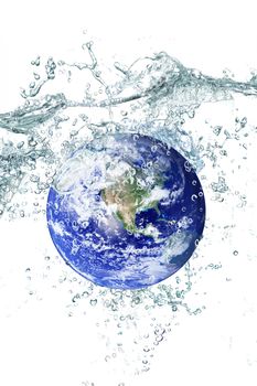 litlle Earth falling in water