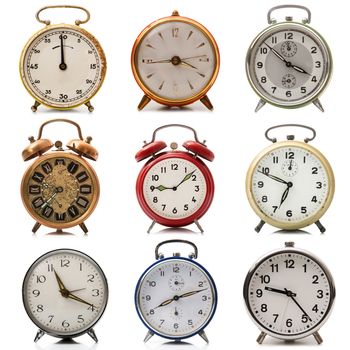 a vintage alarm clock collection