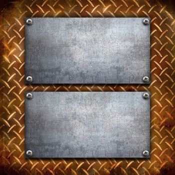an industrial metal plate on a vintage background