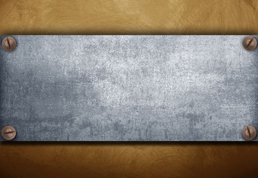 a industrial metal plate on a vintage background 