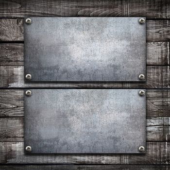 an industrial metal plate on a wooden background