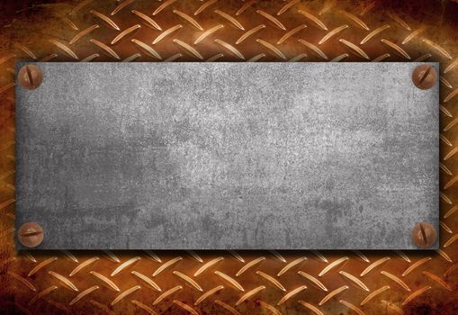 an industrial metal plate on a vintage background