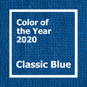 Classic Blue - Color of the Year 2020 over Jersey texture background. Color of year 2020 concept
