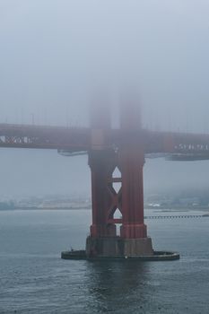 Base of Tower on Golden Gate in Fog