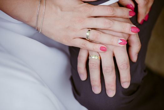 Beautiful two golden wedding rings. Made of highest quality material
