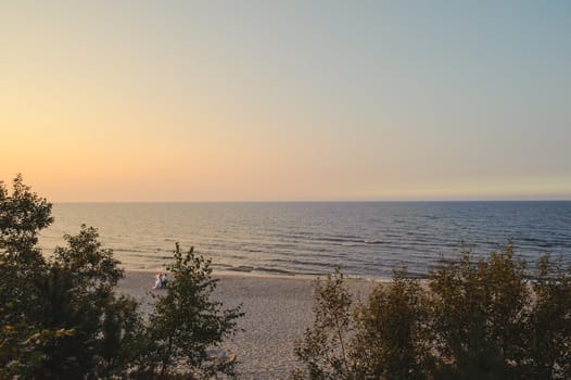 Baltic sea at beautiful sunrise in Poland beach.
