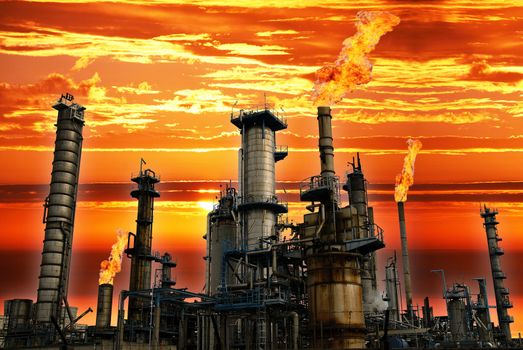 Exterior view of plant for refining oil