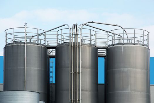 a Metallic silos of a chemical plant