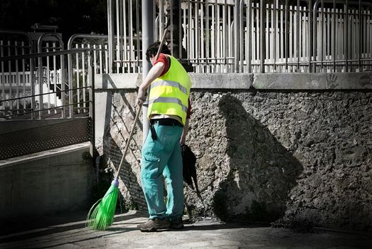 an Ecological operator wiping the road
