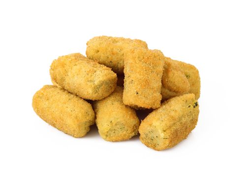 potatoes fried croquettes on white background