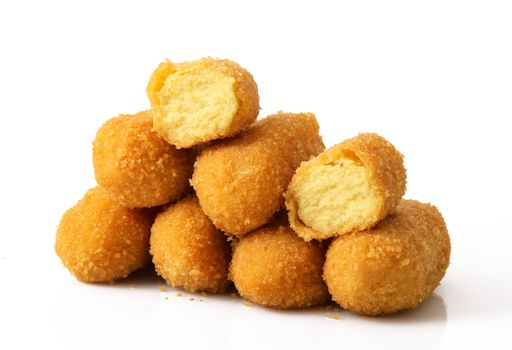 potatoes fried croquettes on white background