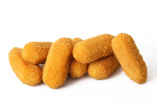potatoes fried croquettes on white background