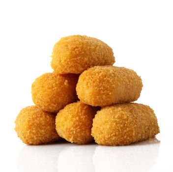 potatoes fried croquettes on white background