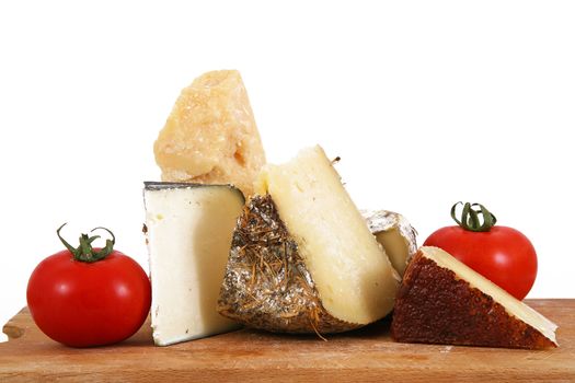 original italian cheese chopping on white background
