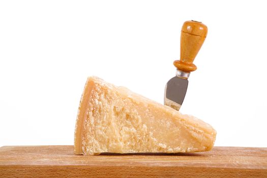 original italian parmesan cheese on white background