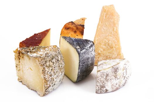 original italian cheese collage on white background
