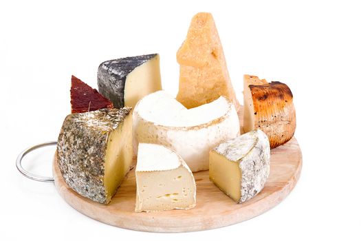 original italian cheese chopping on white background