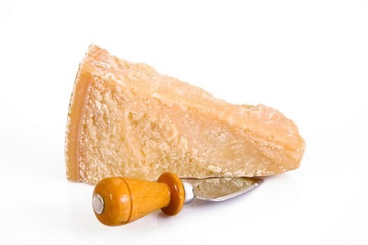 original italian parmesan cheese on white background