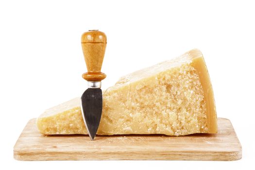original italian parmesan cheese on white background